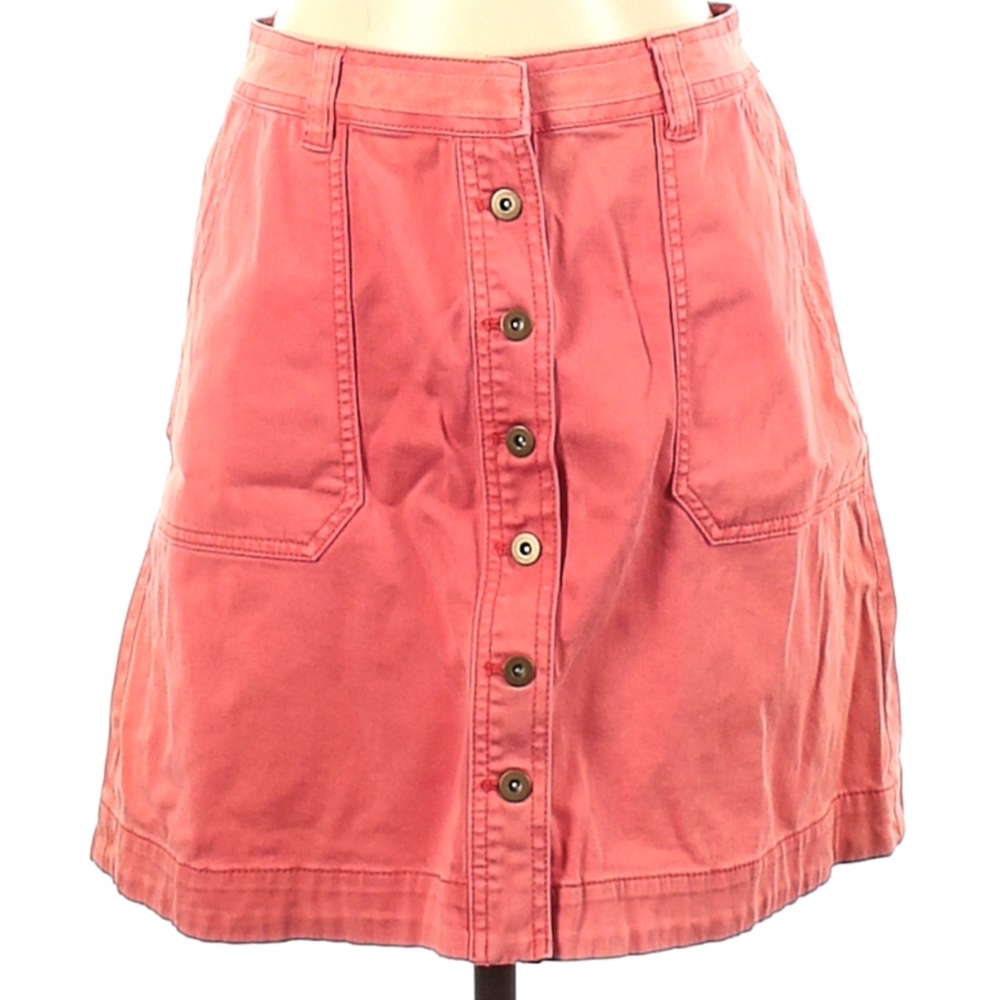 Anthropologie Chino Orange Pink A-line Twill Skirt